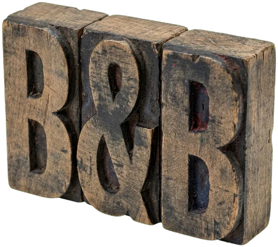 Antique wooden letterpress blocks spelling B & B